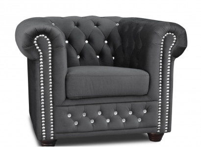 Chesterfield Sessel Fernseh Couch 1 Sitzer Sofa Textil Stoff Couchen Polster Neu